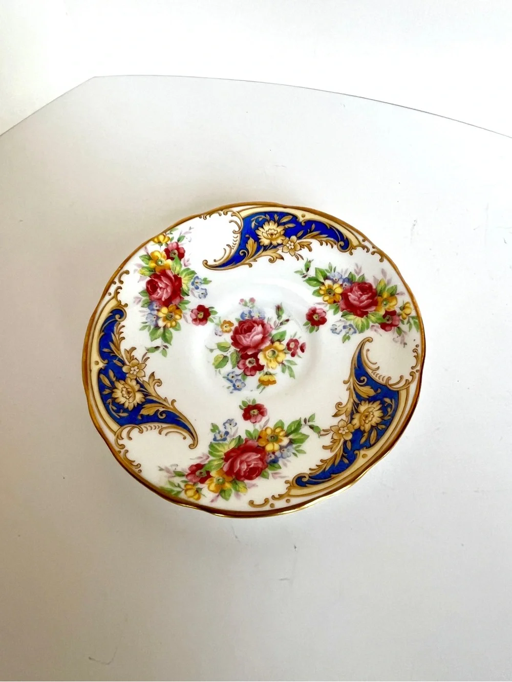 Royal Stafford 'Gloria' Floral Bone China Vintage 1950s Demitasse Cup Gold Trim